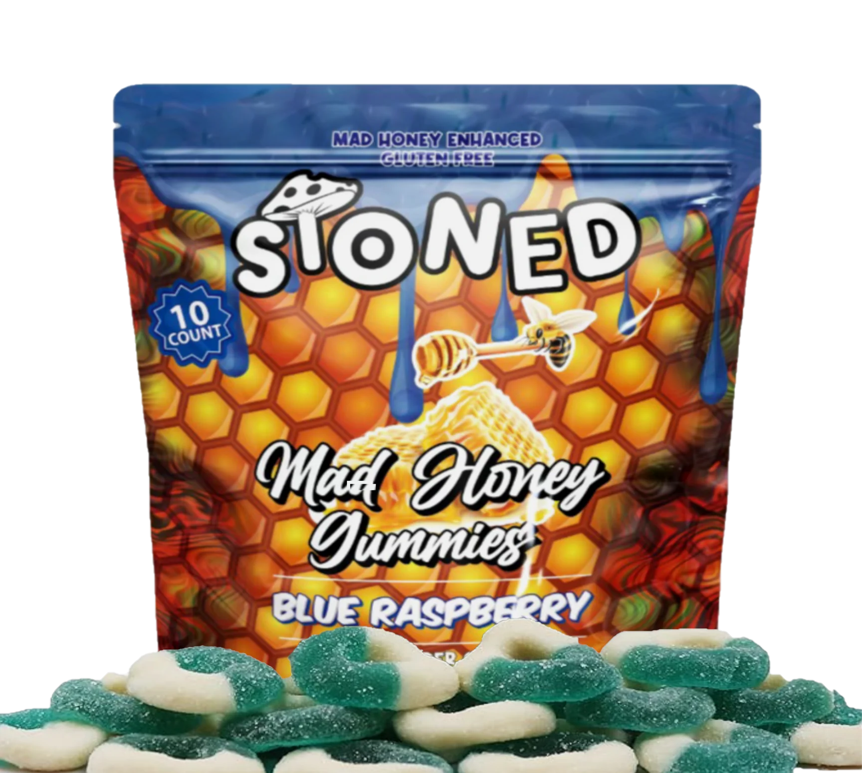 Mad Honey Gummies Blue Raspberry Flavor